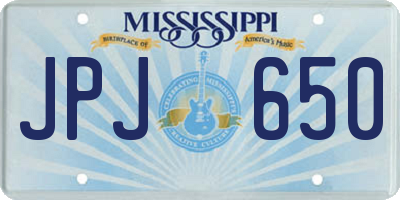 MS license plate JPJ650