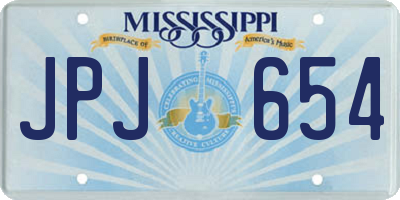 MS license plate JPJ654