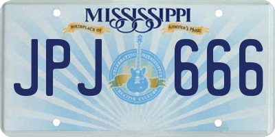 MS license plate JPJ666