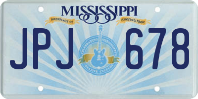 MS license plate JPJ678