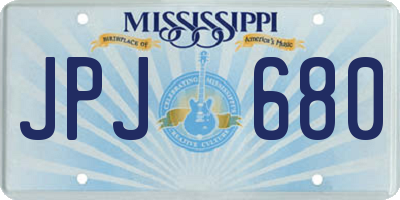 MS license plate JPJ680