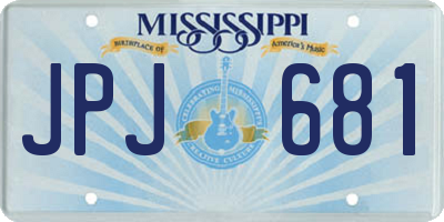 MS license plate JPJ681