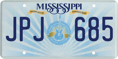MS license plate JPJ685