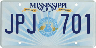 MS license plate JPJ701