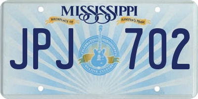 MS license plate JPJ702
