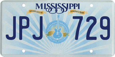 MS license plate JPJ729