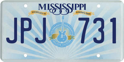 MS license plate JPJ731