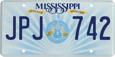 MS license plate JPJ742