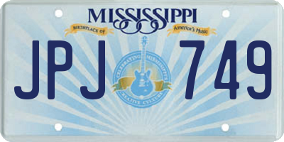 MS license plate JPJ749