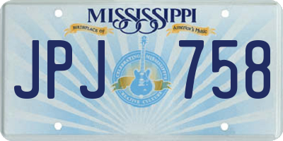 MS license plate JPJ758