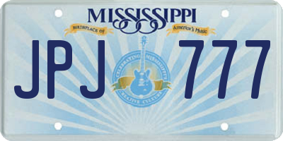 MS license plate JPJ777