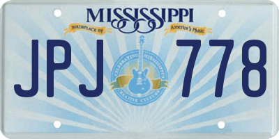 MS license plate JPJ778