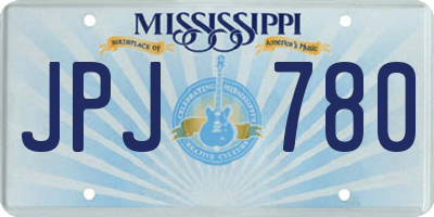 MS license plate JPJ780