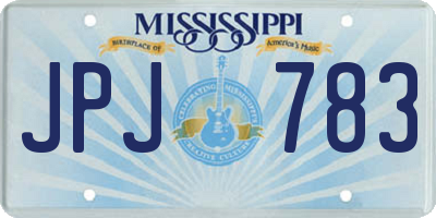 MS license plate JPJ783
