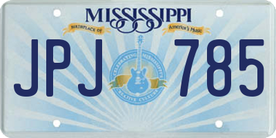 MS license plate JPJ785