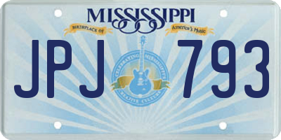 MS license plate JPJ793