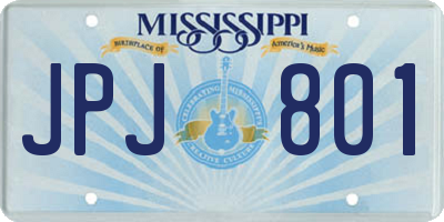 MS license plate JPJ801