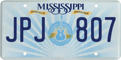 MS license plate JPJ807
