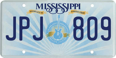 MS license plate JPJ809