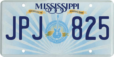 MS license plate JPJ825
