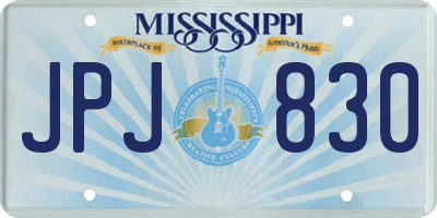 MS license plate JPJ830