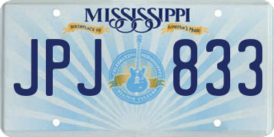 MS license plate JPJ833