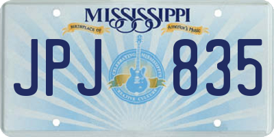 MS license plate JPJ835