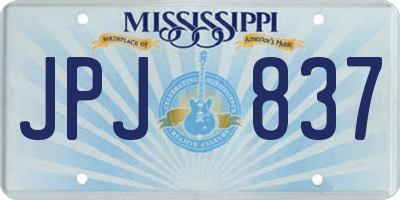 MS license plate JPJ837