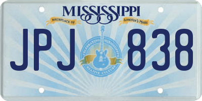 MS license plate JPJ838