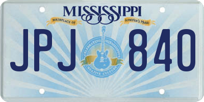 MS license plate JPJ840