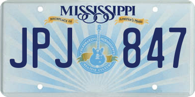 MS license plate JPJ847