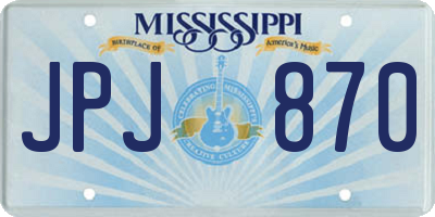 MS license plate JPJ870