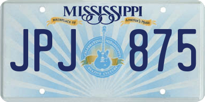 MS license plate JPJ875
