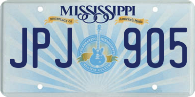 MS license plate JPJ905