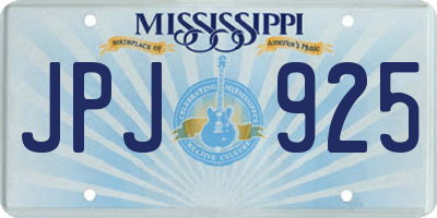 MS license plate JPJ925