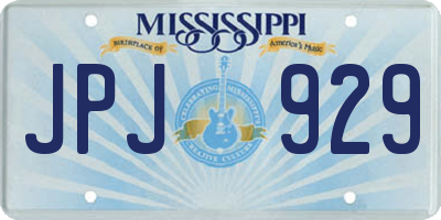 MS license plate JPJ929