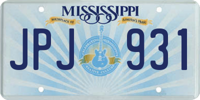 MS license plate JPJ931