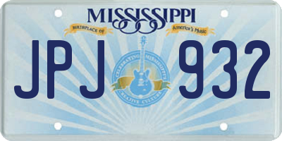 MS license plate JPJ932