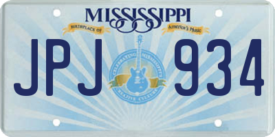 MS license plate JPJ934