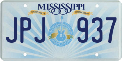 MS license plate JPJ937
