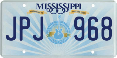 MS license plate JPJ968