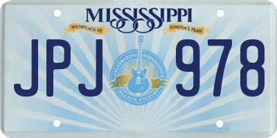 MS license plate JPJ978