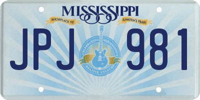 MS license plate JPJ981