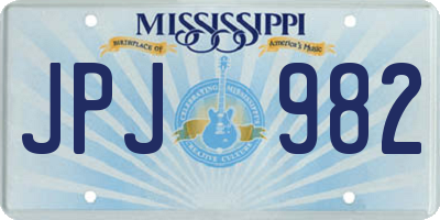 MS license plate JPJ982