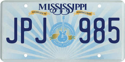 MS license plate JPJ985