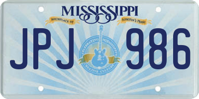 MS license plate JPJ986