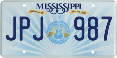 MS license plate JPJ987