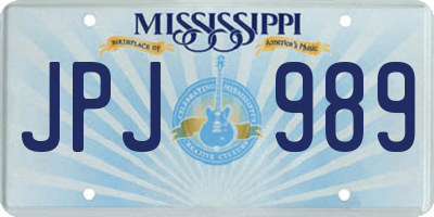 MS license plate JPJ989