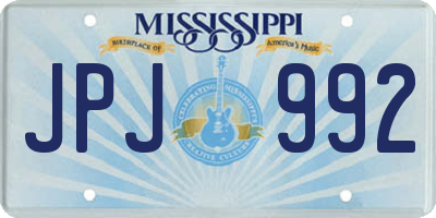 MS license plate JPJ992