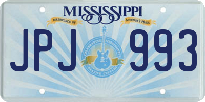 MS license plate JPJ993